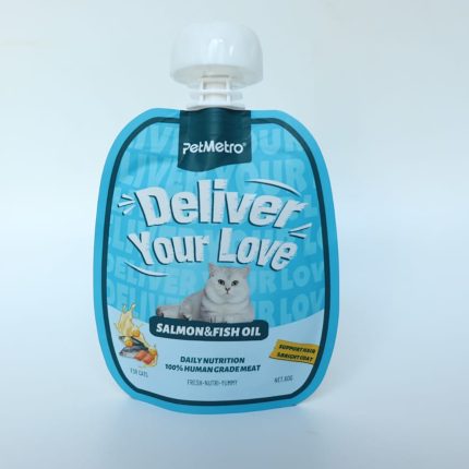 Pet Metro- Creamy Cat Treats Salmon &Fish oil Support Hair &Bright Coat 60g