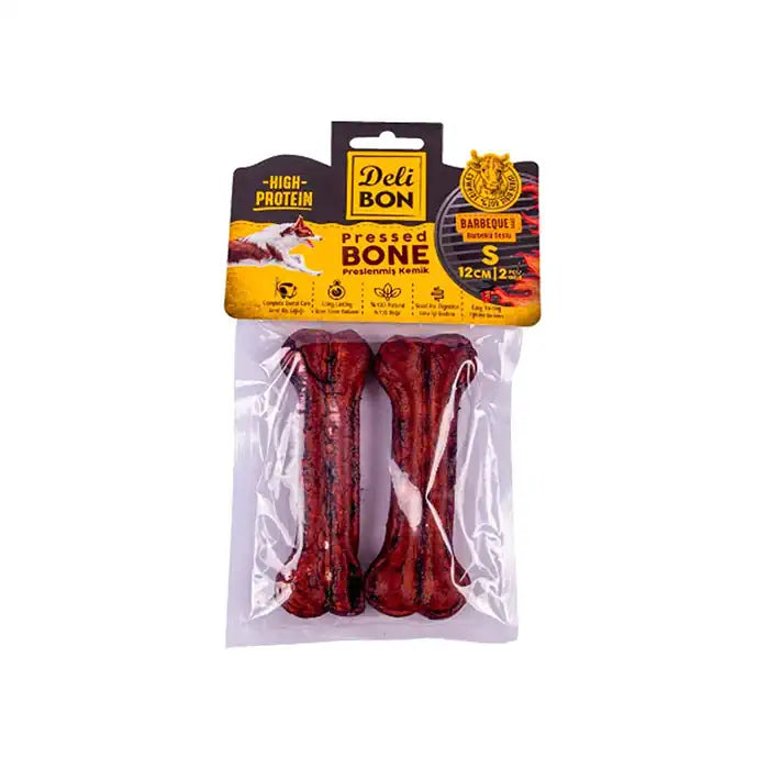 Delibon Barbecue Flavored Leather Pressed Bone Dog Award Small 12cm 2 Pieces