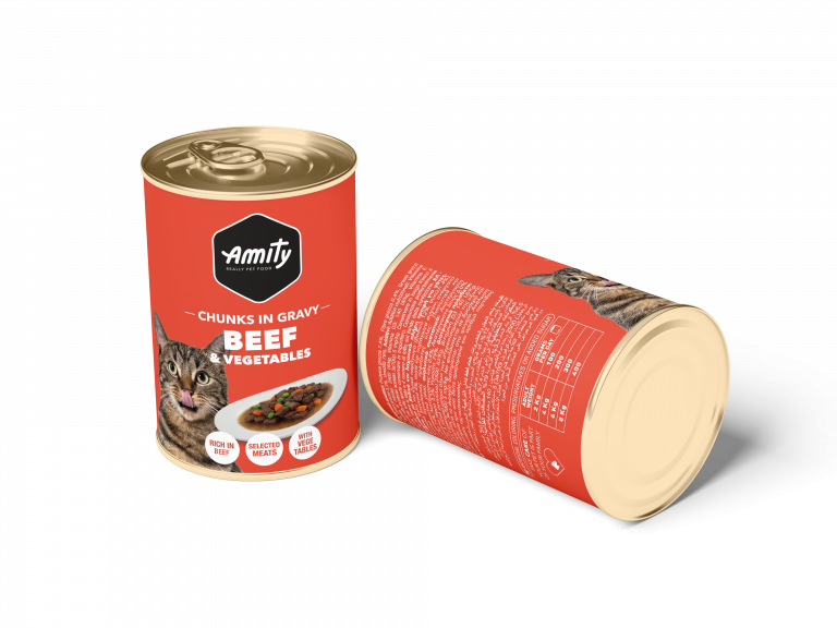 AMITY CAT BEEF CHUNKS IN GRAVY COMPLETE FOOD (415GR)