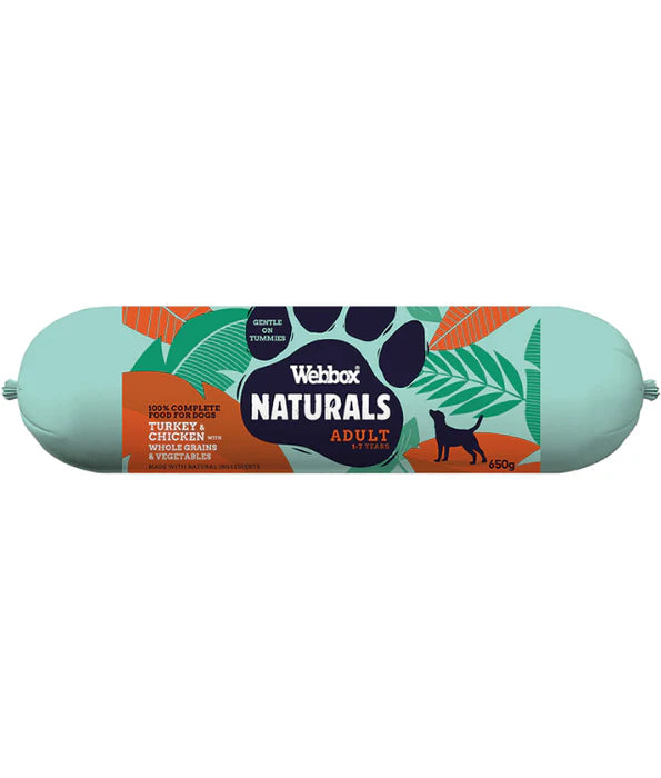Webbox Naturals Wet Adult Dog Food Sausage with Chicken & Turkey 650g
