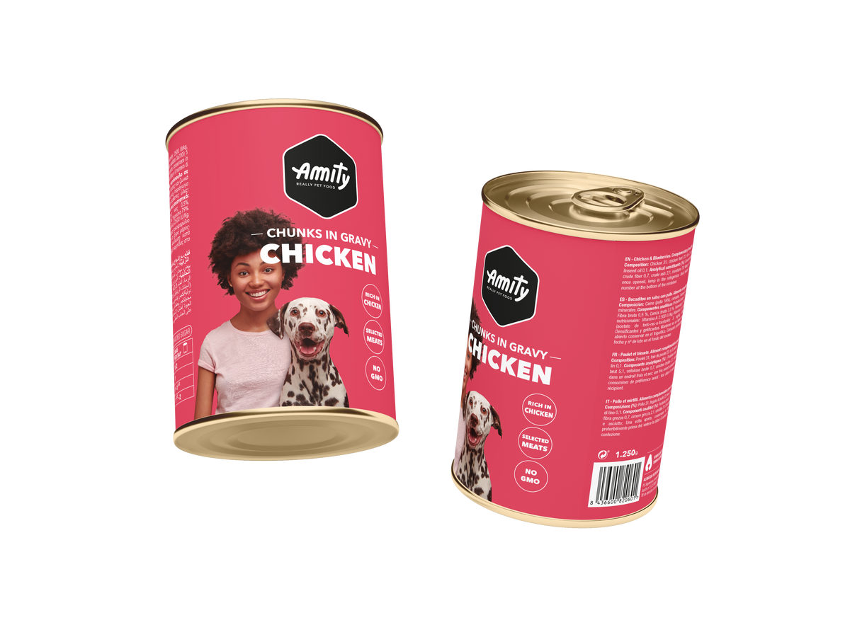 AMITY DOG CHICKEN CHUNKS IN GRAVY COMPLETE FOOD (415/1250GR)